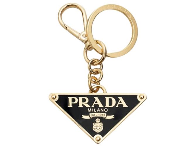 Prada Portachiavi Logo Triangolo Nero Oro - vista 3