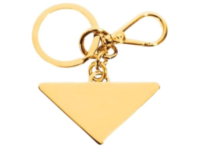 Prada Portachiavi Logo Triangolo Nero Oro - vista 4