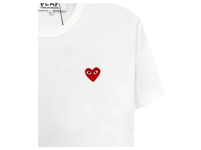 Comme Des Garcons AX Red Patch Kurzarm-T-Shirt Weiß - Ansicht 4