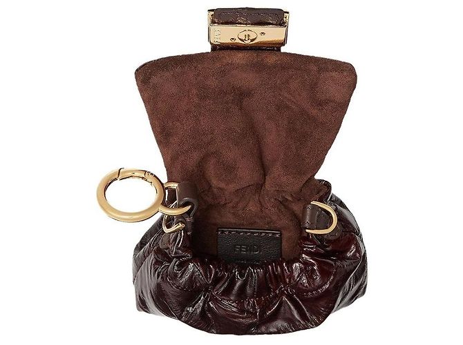 Fendi Borsa Baguette Nano Mama in pelle fine marrone - vista 4
