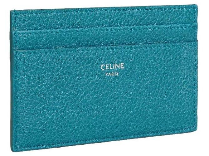 Céline Medium Card Holder Grained Calfskin Cobalt Blue - view 2