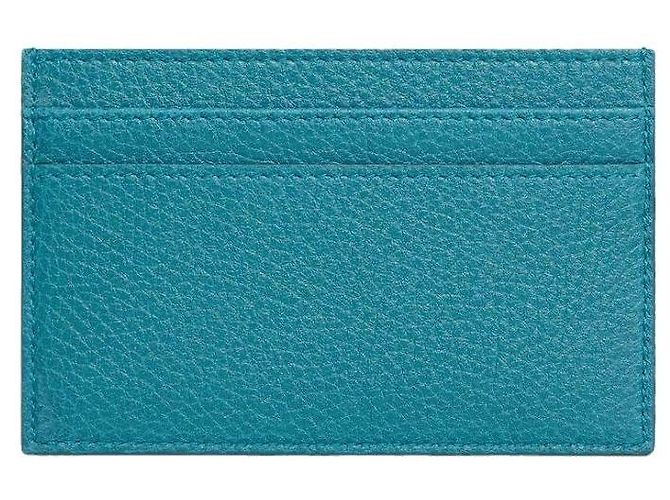 Céline Medium Card Holder Grained Calfskin Cobalt Blue - view 3