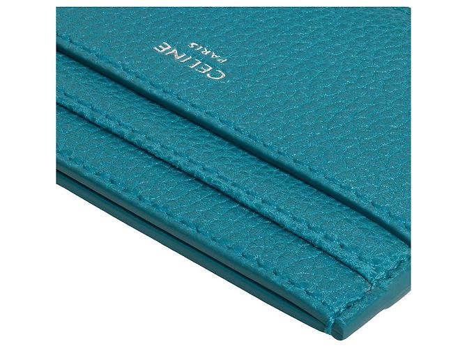 Céline Medium Card Holder Grained Calfskin Cobalt Blue - view 4