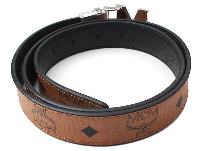 MCM Unisex Reversible Leather Belt Brown - view 3