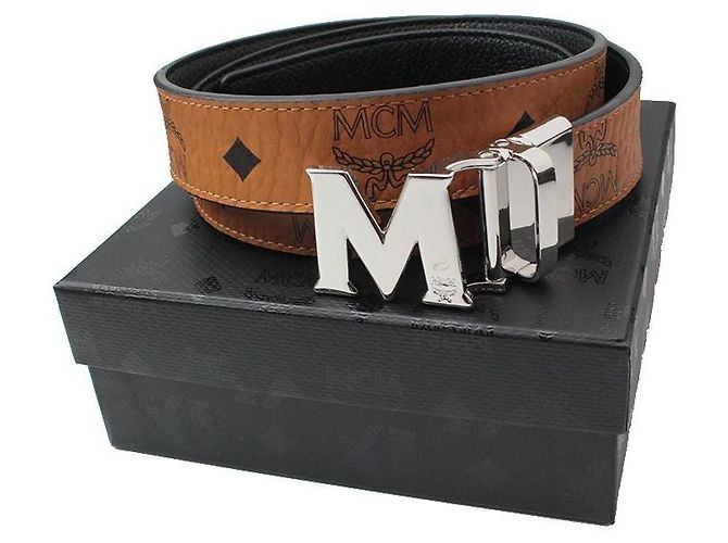 MCM Unisex Reversible Leather Belt Brown - view 5