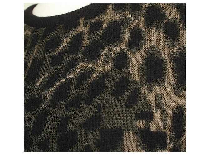 Moncler Leoparden-Wollstrickoberteil Schwarz - Ansicht 4