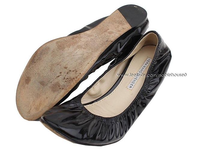 Vera Wang Schwarze lackierte, geraffte Flachschuhe Mehrfarben - Ansicht 4