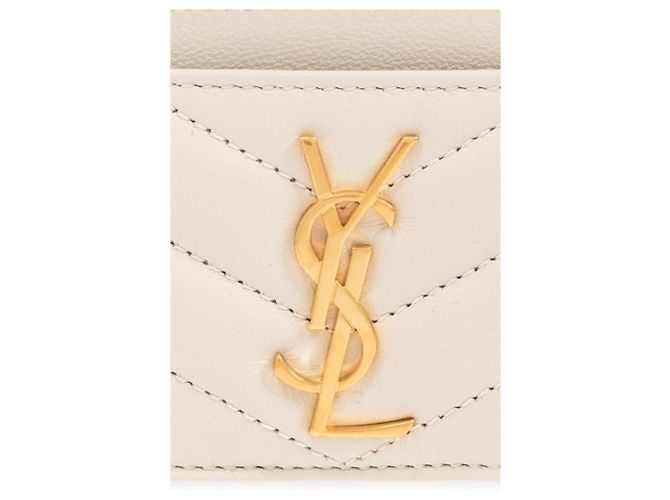 Saint Laurent Monogram Credit Card Holder White - view 10