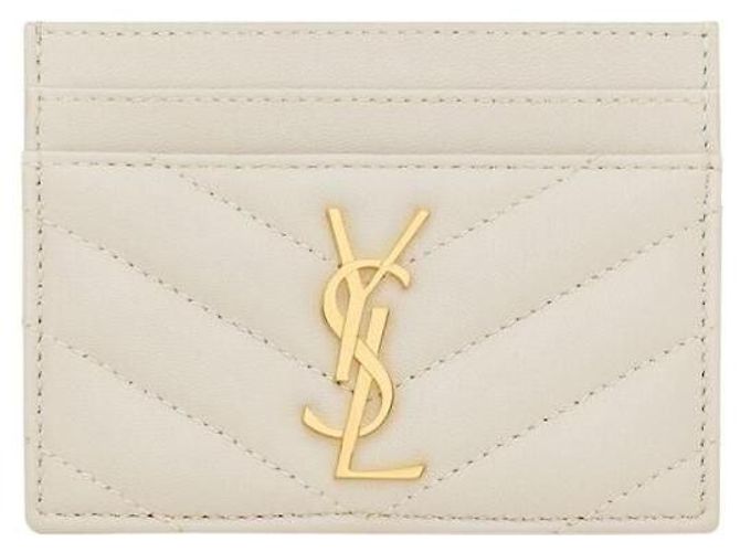 Saint Laurent Monogram Credit Card Holder White - view 8