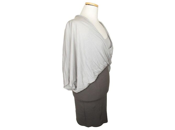 Helmut Lang Vestido drapeado en bloque de tono caqui Plata - vista 2