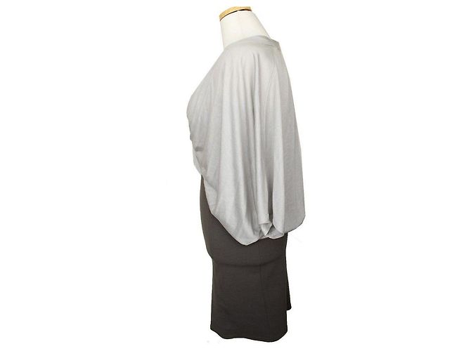 Helmut Lang Vestido drapeado en bloque de tono caqui Plata - vista 3