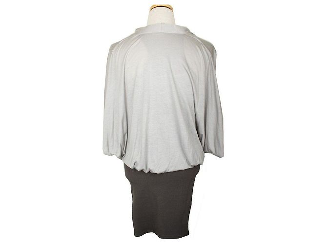 Helmut Lang Vestido drapeado en bloque de tono caqui Plata - vista 4