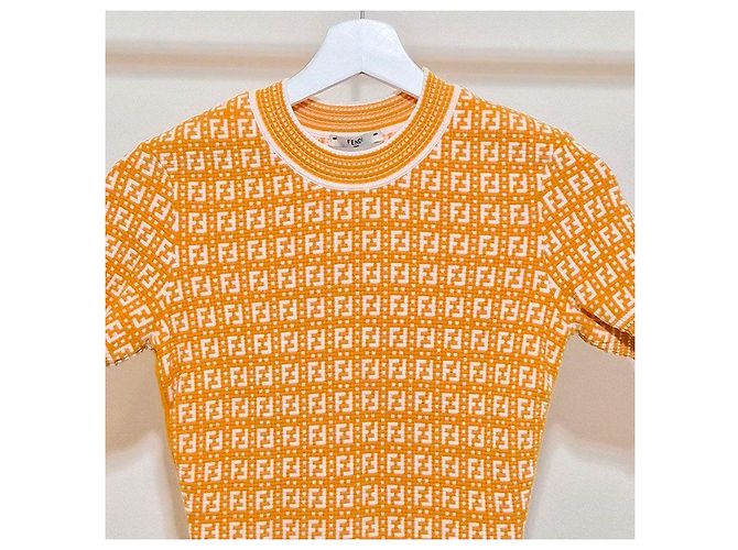 Fendi FF-Logo Strick T-Shirt mit kurzen Ärmeln - Ansicht 4