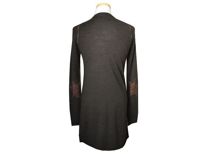 Zadig & Voltaire Wollstrick mit ausgeschnittenen Glitzerdetails in Khaki Schwarz - Ansicht 2