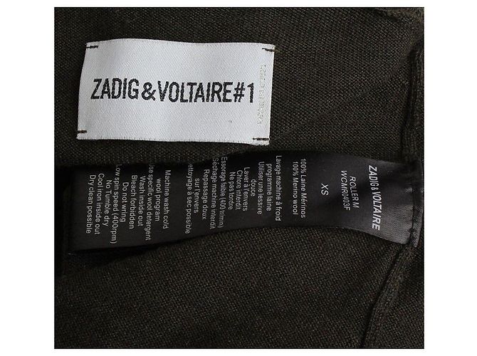 Zadig & Voltaire Wollstrick mit ausgeschnittenen Glitzerdetails in Khaki Schwarz - Ansicht 3