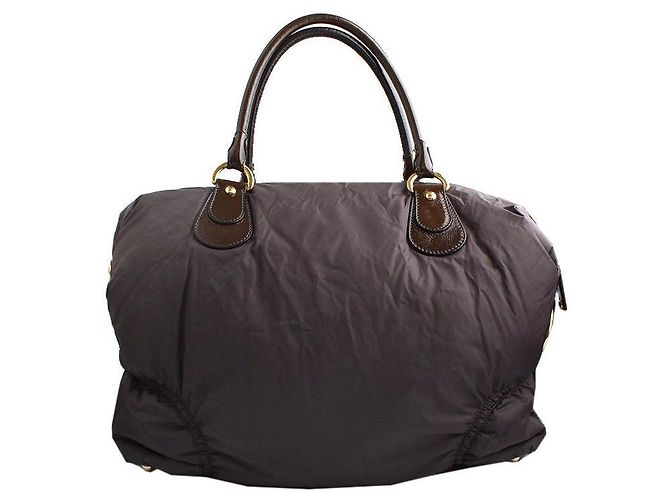 Tod's Grande borsa tote in tessuto grigio khaki Marrone - vista 3