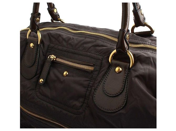 Tod's Grande borsa tote in tessuto grigio khaki Marrone - vista 6