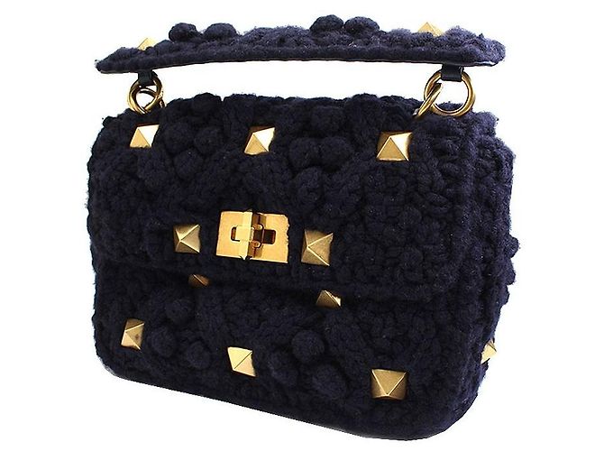 Valentino Rockstud Roman Knit Tote and Crossbody Limited Edition Nero - vista 2