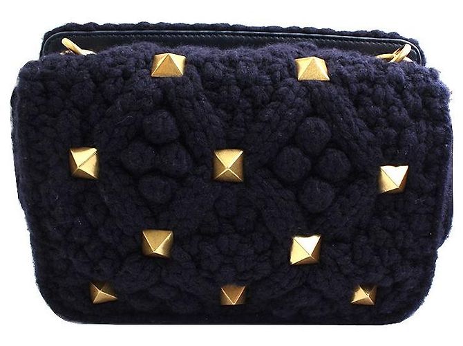Valentino Rockstud Roman Knit Tote and Crossbody Limited Edition Nero - vista 3
