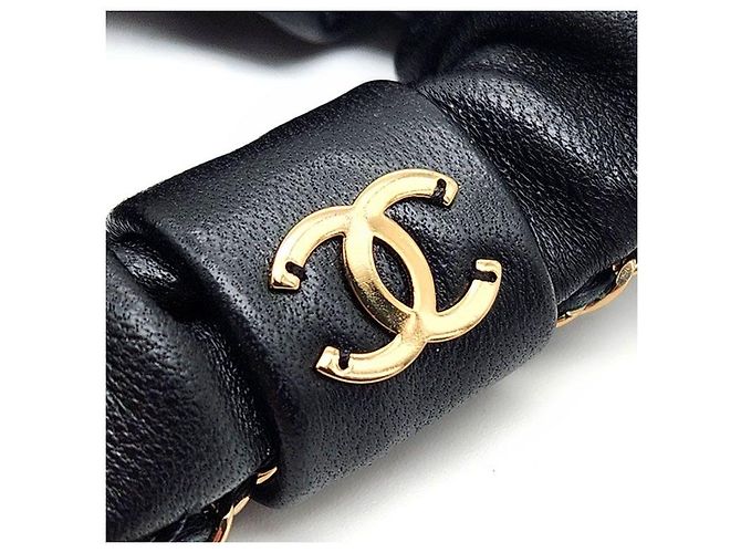 Chanel Scrunchie de cabelo CC Around Chain Preto - vista 6