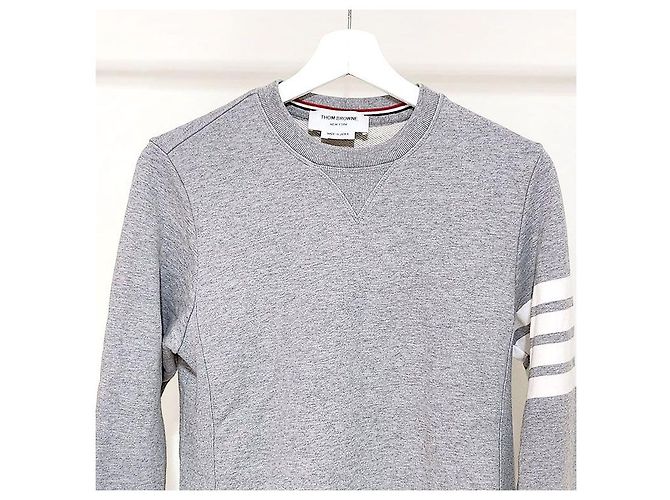 Thom Browne Sweatshirt Loopback Classique Argenté - vue 4