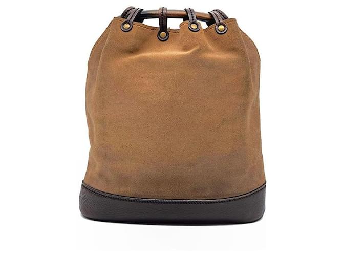 Gucci Borsa Tote Suede Ring Marrone - vista 3