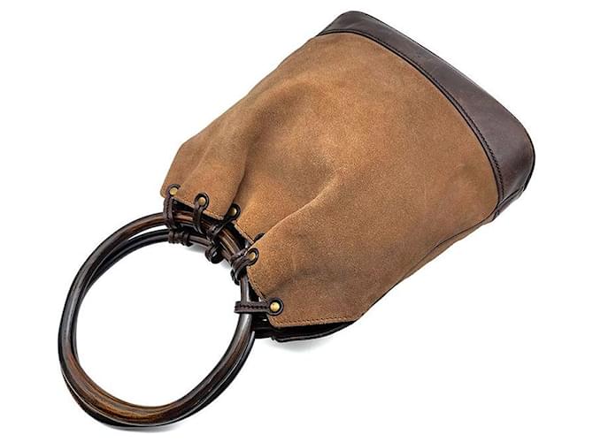 Gucci Borsa Tote Suede Ring Marrone - vista 4