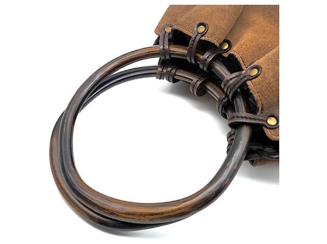 Gucci Borsa Tote Suede Ring Marrone - vista 5