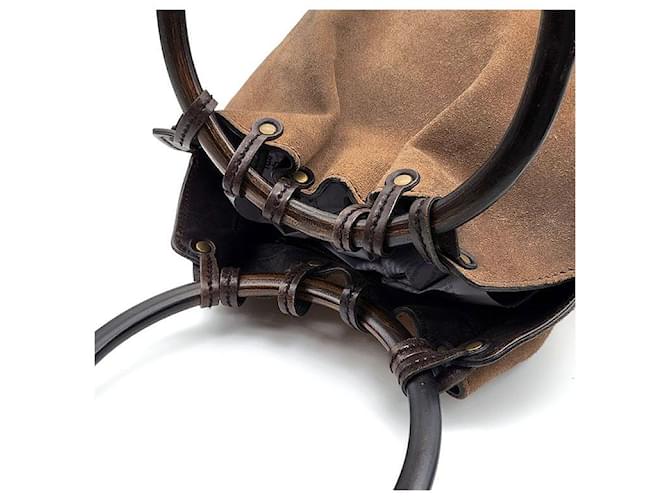 Gucci Borsa Tote Suede Ring Marrone - vista 6