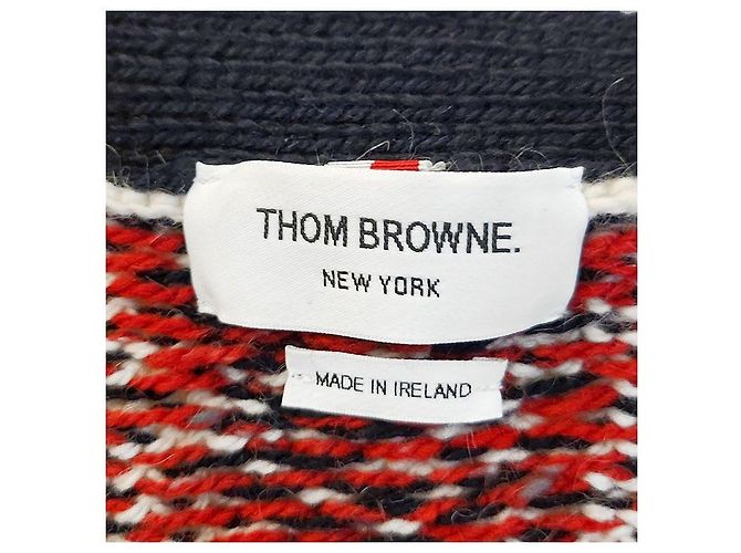 Thom Browne V-Ausschnitt Cardigan mit Donegal-Tartanstreifen Rot - Ansicht 6