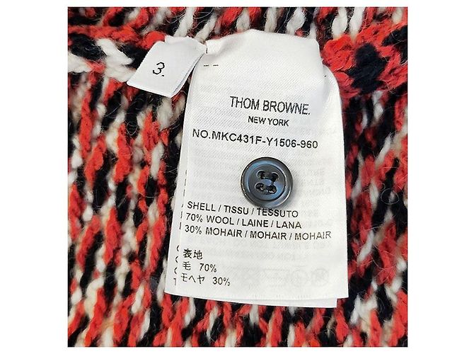 Thom Browne V-Ausschnitt Cardigan mit Donegal-Tartanstreifen Rot - Ansicht 7