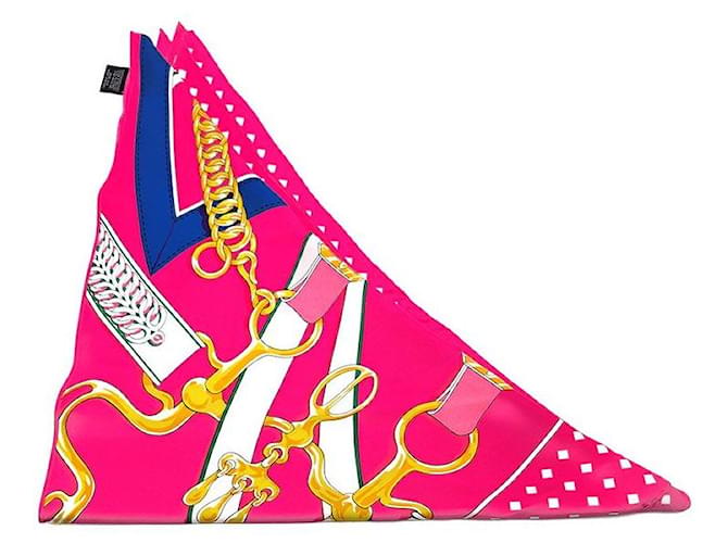 Hermès Bufanda de Seda Triangular Gigante Rosa - vista 3