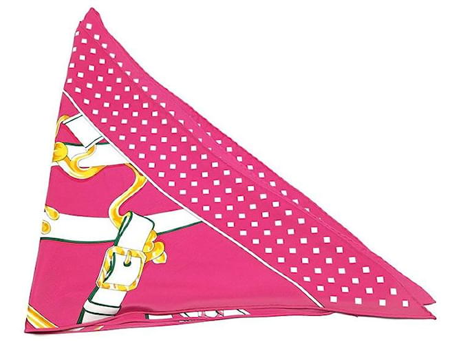 Hermès Bufanda de Seda Triangular Gigante Rosa - vista 4