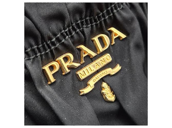 Prada Borsa Tote e Borsa a Spalla Tesuto Gofer Nero - vista 8