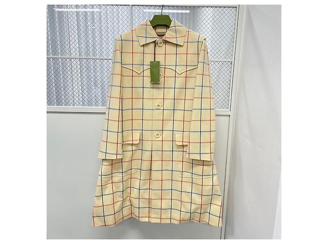 Gucci Baumwollmantel mit Fensterkaromuster Braun - Ansicht 2