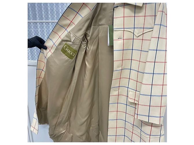 Gucci Baumwollmantel mit Fensterkaromuster Braun - Ansicht 4