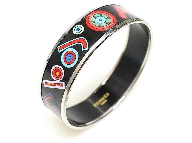 Hermès Bracciale Bangle Tohu Bohu in Argento Smaltato Nero di Parigi Multicolore - vista 2