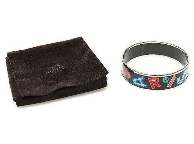 Hermès Bracciale Bangle Tohu Bohu in Argento Smaltato Nero di Parigi Multicolore - vista 3