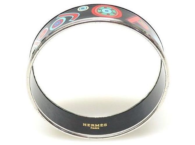 Hermès Bracciale Bangle Tohu Bohu in Argento Smaltato Nero di Parigi Multicolore - vista 4