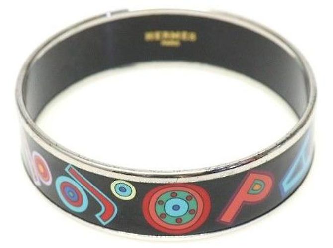 Hermès Bracciale Bangle Tohu Bohu in Argento Smaltato Nero di Parigi Multicolore - vista 5