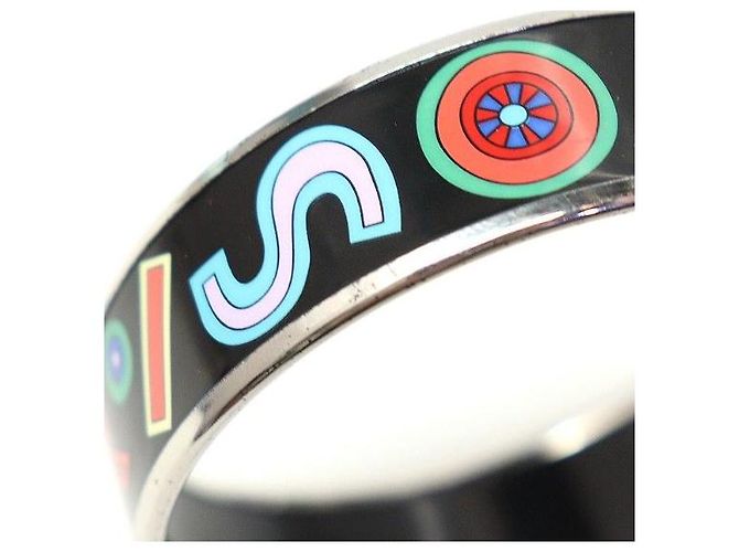 Hermès Bracciale Bangle Tohu Bohu in Argento Smaltato Nero di Parigi Multicolore - vista 6