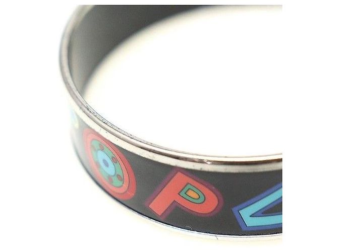Hermès Bracciale Bangle Tohu Bohu in Argento Smaltato Nero di Parigi Multicolore - vista 7