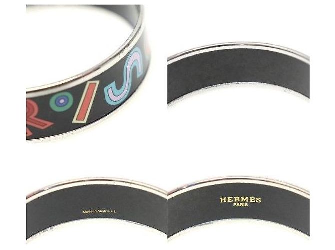 Hermès Bracciale Bangle Tohu Bohu in Argento Smaltato Nero di Parigi Multicolore - vista 8