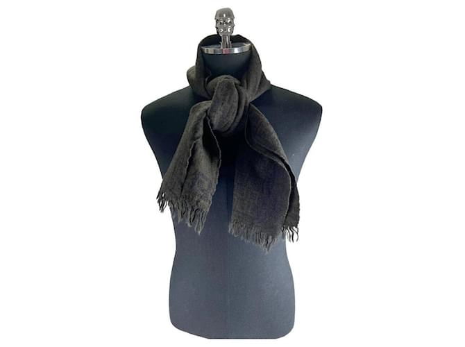 Fendi Sciarpa in lana con logo FF khaki Marrone - vista 3