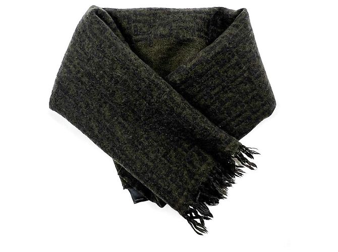 Fendi Sciarpa in lana con logo FF khaki Marrone - vista 4
