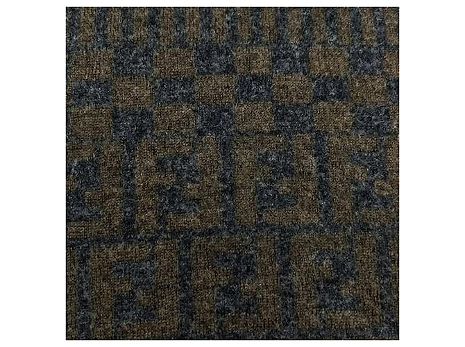 Fendi Sciarpa in lana con logo FF marrone - vista 3