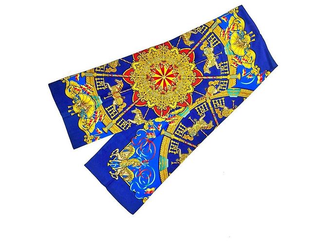 Hermès Cachecol longo Carrousel azul marinho - vista 4