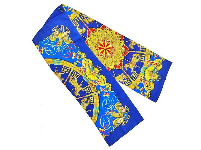 Hermès Cachecol longo Carrousel azul marinho - vista 5