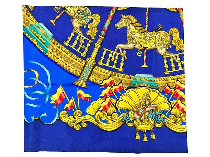 Hermès Cachecol longo Carrousel azul marinho - vista 6