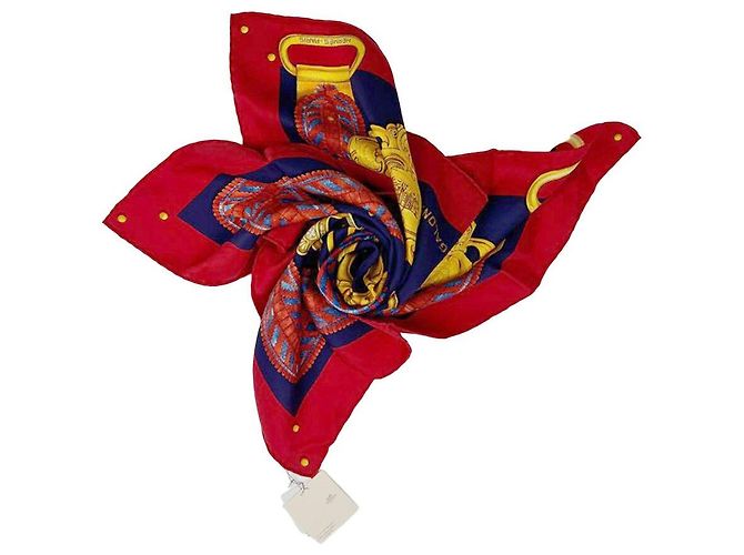 Hermès SEIDENSCHAL ROT NAVY BOUCLES UND GALON DES ZAREN Blau - Ansicht 4
